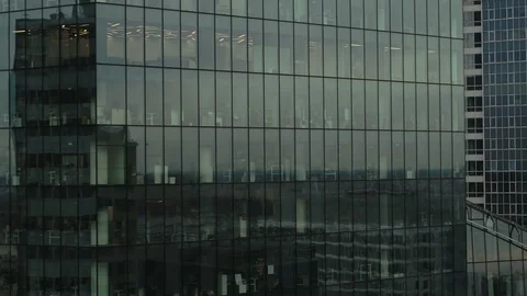The drone flies past the modern office building. Stock Footage