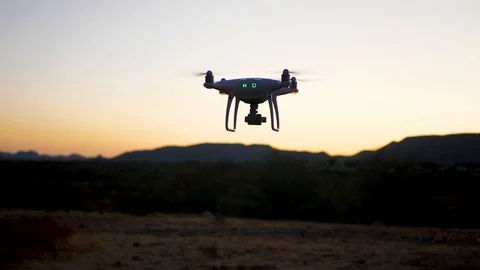 Drone Flies Right And Towards Mountains At Dusk Video stock 115043644