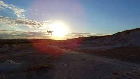 Drone flies up at sunset. Stock Footage 90061323