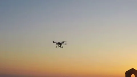 Drone flies at sunset in slow motion Stock-Footage 79831812