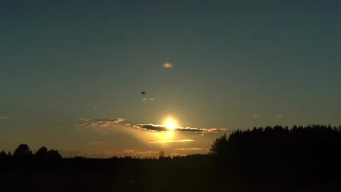 The drone flies at sunset on a summer evening Stock Footage 157500296