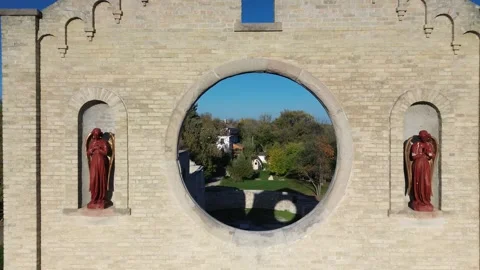 Drone Flies Through Ancient Abandoned Church Ruin Stock Footage 317967782