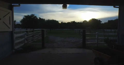 Drone Flies Through Barn in 4K Stock Footage 54073280