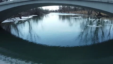 Drone Flies Through Bridge - Late Winter 스톡 동영상 172106205