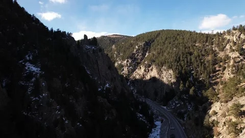 Drone flies through canyon in rocky mountain Colorado near Boulder Stock Footage 296465009