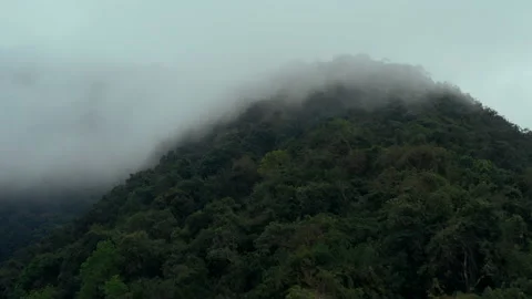 Drone flies through clouds, high mountain landscape in Mexico Stock Footage 172427778