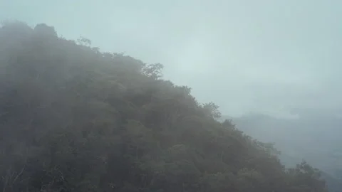 Drone flies through clouds, high mountain landscape in Mexico Stock Footage 172428037