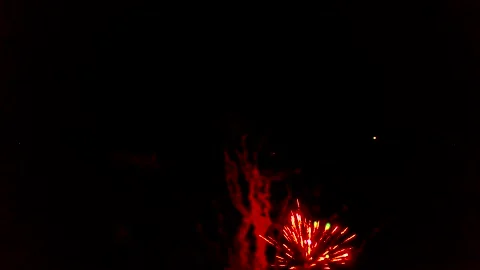 Drone flies through firework display at night 3 Video stock 160129570