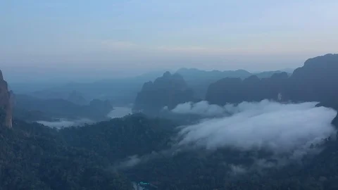 A drone flies through a fog. Stock Footage 122659241