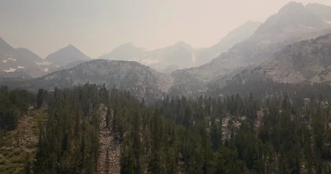 Drone flies through smoke over the Sierras during the California fires. Stock Footage