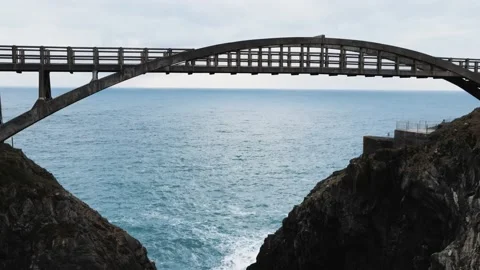 Drone flies towards the Bridge in Mizen Head, Ireland. Stock Footage 233195347
