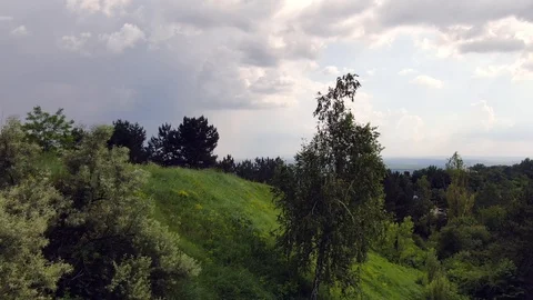 Drone flies towards missing tank in Cornesti, town hall cannot account for Stock Footage 110933543