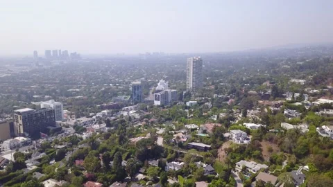 Drone flies towards the Sunset Strip Stock-Footage 184112430