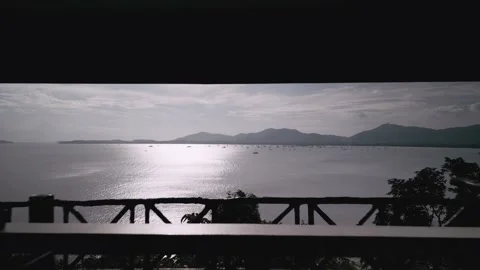 Drone flies under arch, sea view Stock Footage 229851248