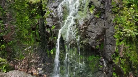 The drone flies up very close to the waterfall. Nature of Germany Stock Footage 182036944