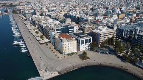 Drone flight 4k, University and beach of Volos, Central Greece Stock Footage 284426053