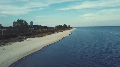 DRONE FLIGHT ABOVE BEACH ARIAL, BIRD VIEW Video stock 112148476