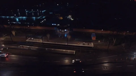 Drone flight above city river Video stock 104932804
