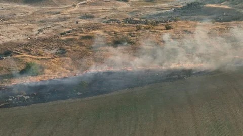 Drone Flight above of dangerous forest fire. Stock Footage 294075260