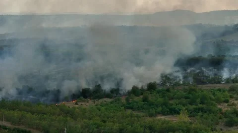Drone Flight above of dangerous forest fire. Stock Footage 294076622