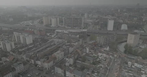 Drone Flight Above the Dense Urban Center of Ghent, Belgium Vídeo Stock 344128169