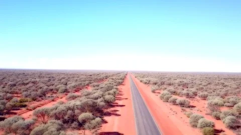 Drone flight above highway outback Australia Stock Footage 76111391