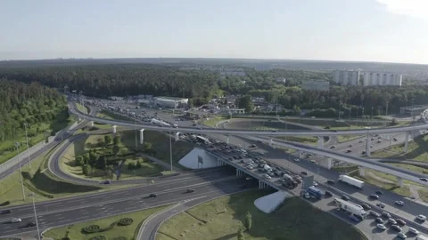 Drone flight above MKAD road interchange Stock Footage 327693000
