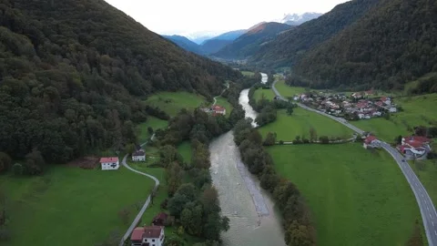 Drone Flight Above River Idrijca Stock Footage 321542081