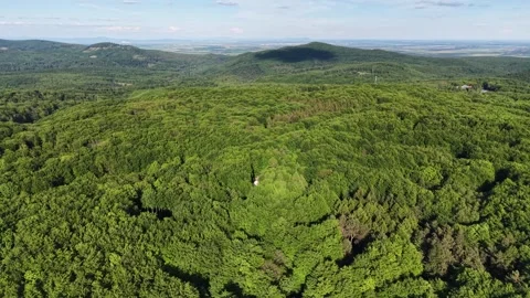 Drone flight above rolling forests of Male Karpaty mountains in Slovakia Stock Footage 335588500