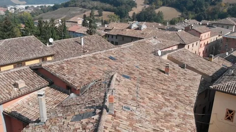 Drone flight above the roofs Stock Footage 112607991