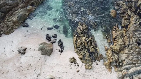 Drone flight above a savage beach in Galicia, Spain Stock Footage 122467745