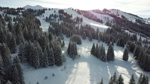 Drone Flight Above Ski Trails Stock Footage 125684705