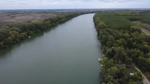 Drone flight above the Tisa RIver in Serbia 動画素材 337737081