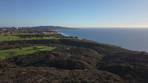 Drone flight above Torrey Pines Golf Course in La Jolla. Stock Footage 325474652