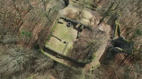 Drone flight across the ruin Rodenstein Stock Footage 73273580