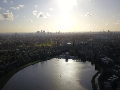Drone flight (aerial footage) over North London. Stock Footage