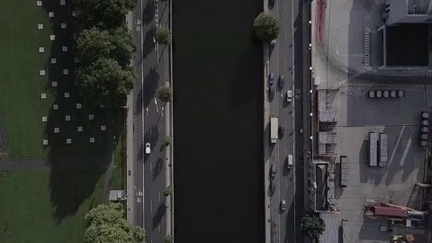Drone Flight Aerial UAV Dublin Traffic Birdseye Stock Footage 92006496
