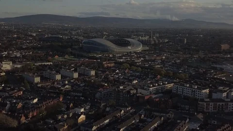 Drone Flight Aerial UAV Dublin Aviva Stadium Stock Footage