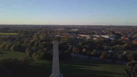 Drone Flight Aerial UAV Dublin Phoenix Park monument Stock Footage 95777329