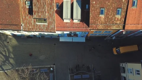 Drone flight with aerial view above church of Winterthur in Switzerland. Stock Footage 107086796