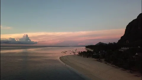 Drone flight along beach in Mauritius Stock Footage 113476530