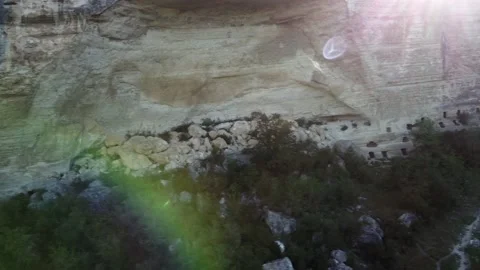 Drone flight along the cliff Stock Footage 160466999