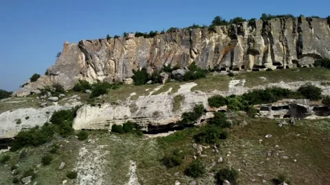 Drone flight along the cliff Stock Footage 160467045