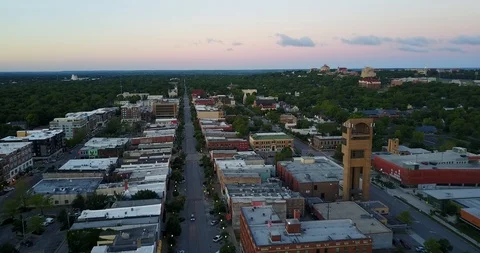 Drone Flight Along Downtown, Towards Suburbs Stock Footage 86020106