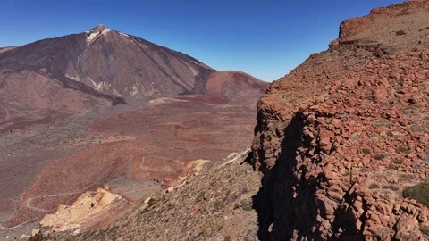 Drone Flight Along Guajara Cliffs with Mount Teide in Tenerife, Spain Vídeos de archivo 345079841