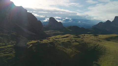 Drone Flight Along Lastoi de Formin Toward Mondeval Plateau Stock Footage 336681592