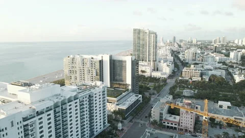 Drone flight along Miami Beach Stock Footage 154137902