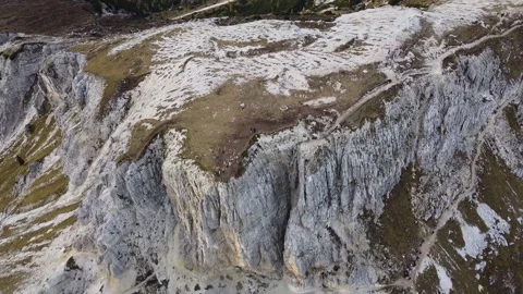 Drone Flight Along Mountain Trail in Cadini di Misurina, Dolomites Stock Footage 327733041