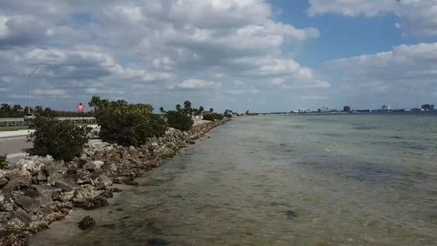 Drone Flight Along Ocean Road Stock Footage 88962487