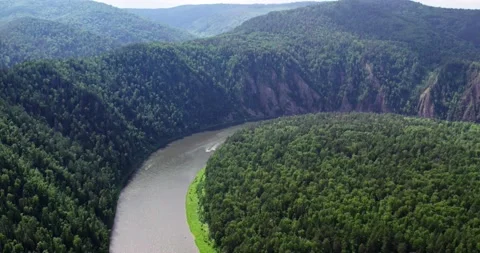 Drone flight along the river and forest Stock Footage 171457954